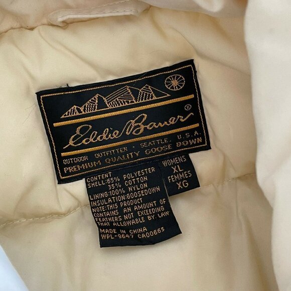 Eddie Bauer Vintage Womens XL Eggshell Goosedown Down Puffer Vest 90s Streetwear - Picture 5 of 5